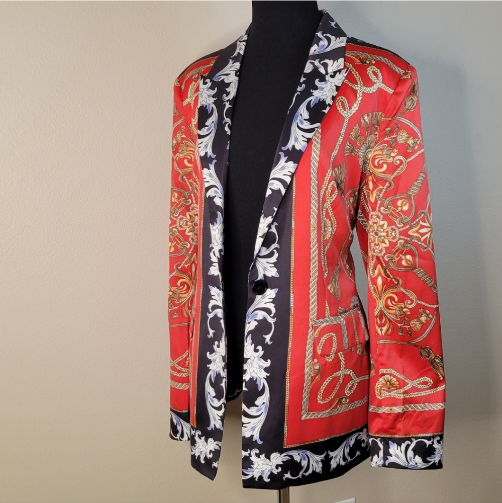 Women's Baroque Royalty One-Button Multicolor Blazer Jacket Size L